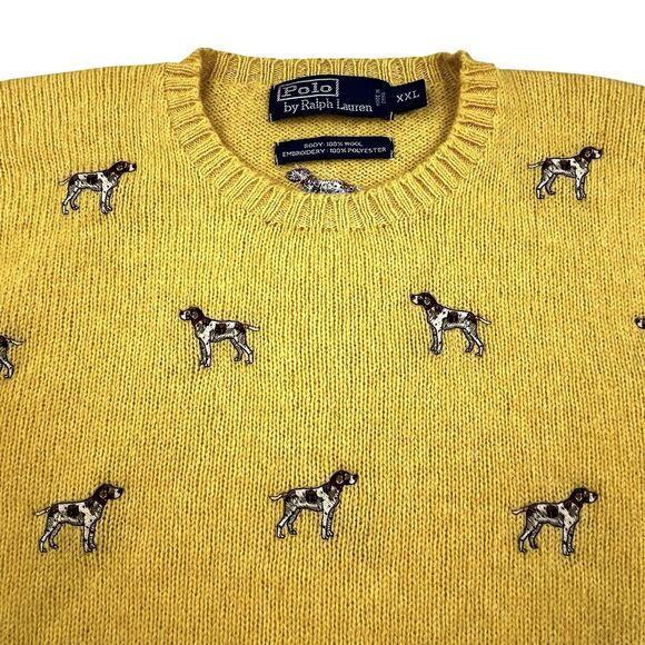 Vintage Polo Ralph Lauren Wool Sweater 2XL Embroidered Hunting Pointer Dog RARE - Picture 1 of 9